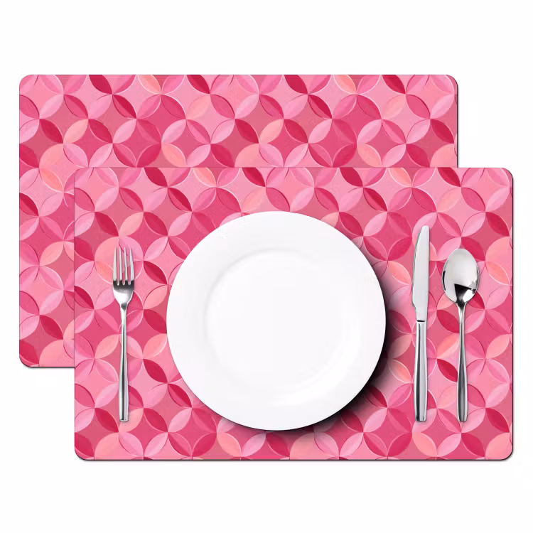 Placemat - 6 stuks - Geometrisch - Mozaïek - Modern - Roze — 2