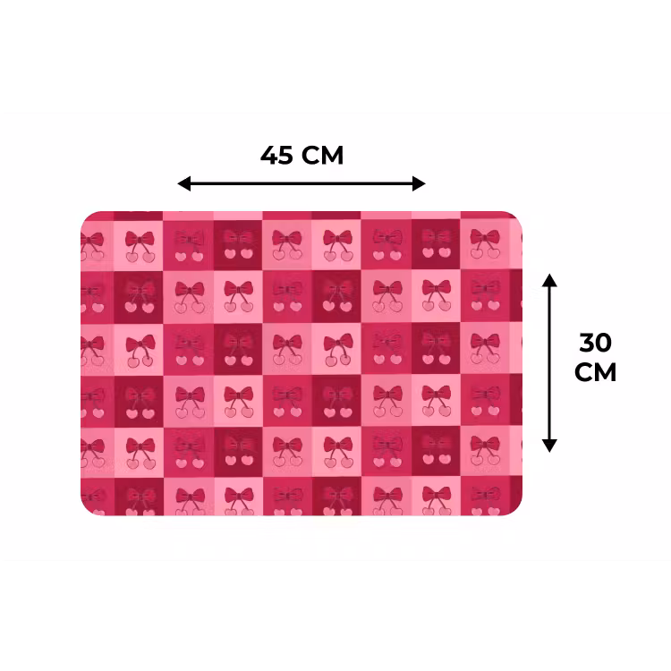 Placemat - 6 stuks - Kersen - Strikjes - Speels - Roze - Bordeaux — 3