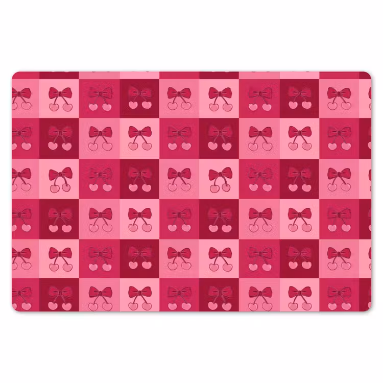 Placemat - 6 stuks - Kersen - Strikjes - Speels - Roze - Bordeaux — 7