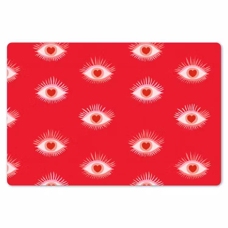 Placemat - 6 stuks - Ogen - Hart - Abstract - Rood - Roze — 7