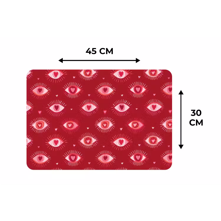 Placemat - 6 stuks - Ogen - Patroon - Roze - Donkerrood — 3
