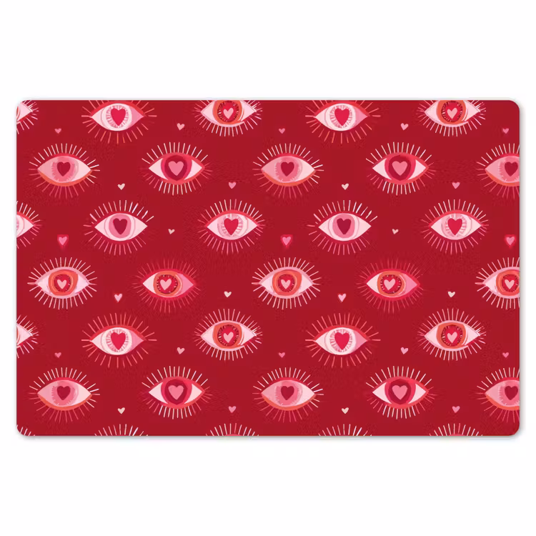 Placemat - 6 stuks - Ogen - Patroon - Roze - Donkerrood — 7
