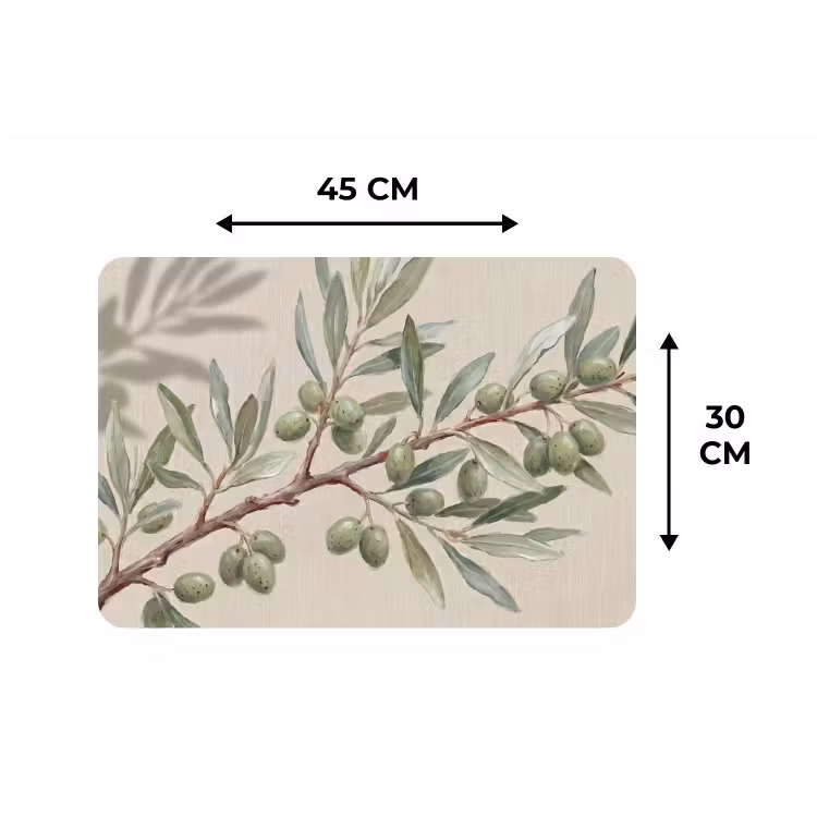 Placemat - 6 stuks - Olijftak - Bladeren - Natuur - Groen - Beige — 3