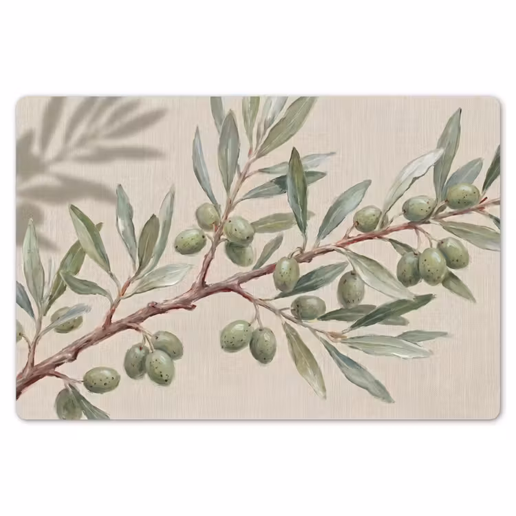 Placemat - 6 stuks - Olijftak - Bladeren - Natuur - Groen - Beige — 7