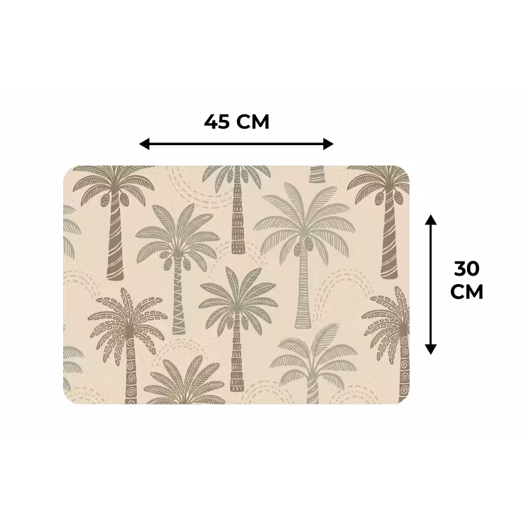 Placemat - 6 stuks - Palmbomen - Patroon - Tropisch - Beige — 3