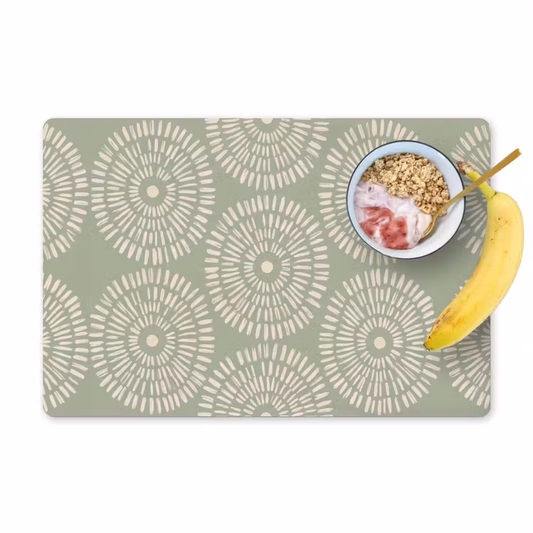 Placemat - 6 stuks - Patroon - Cirkels - Abstract - Modern - Groen — 1