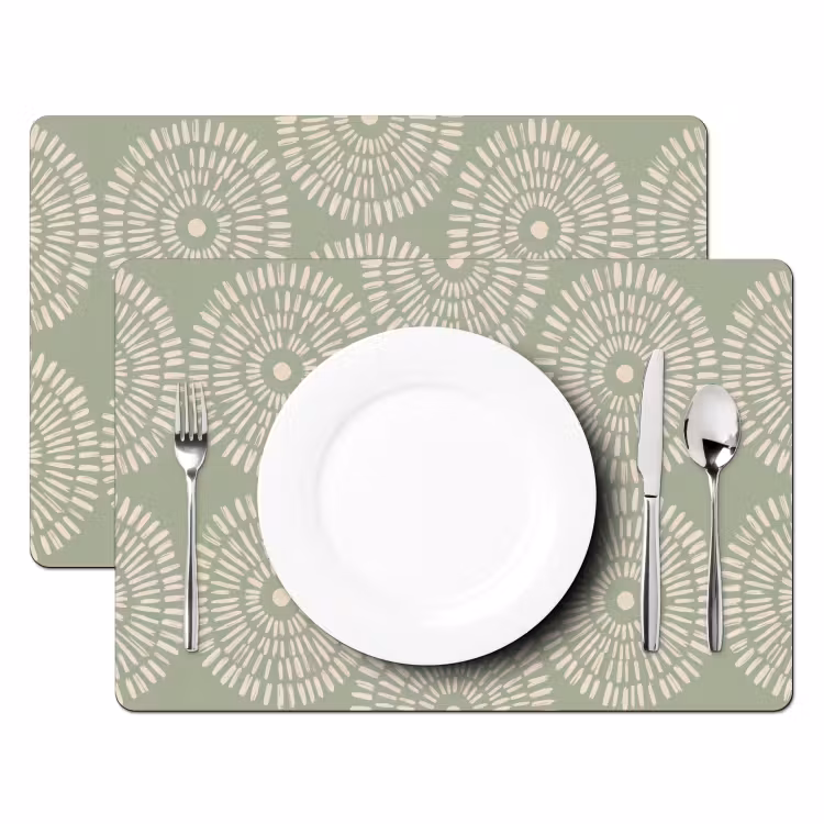 Placemat - 6 stuks - Patroon - Cirkels - Abstract - Modern - Groen — 2