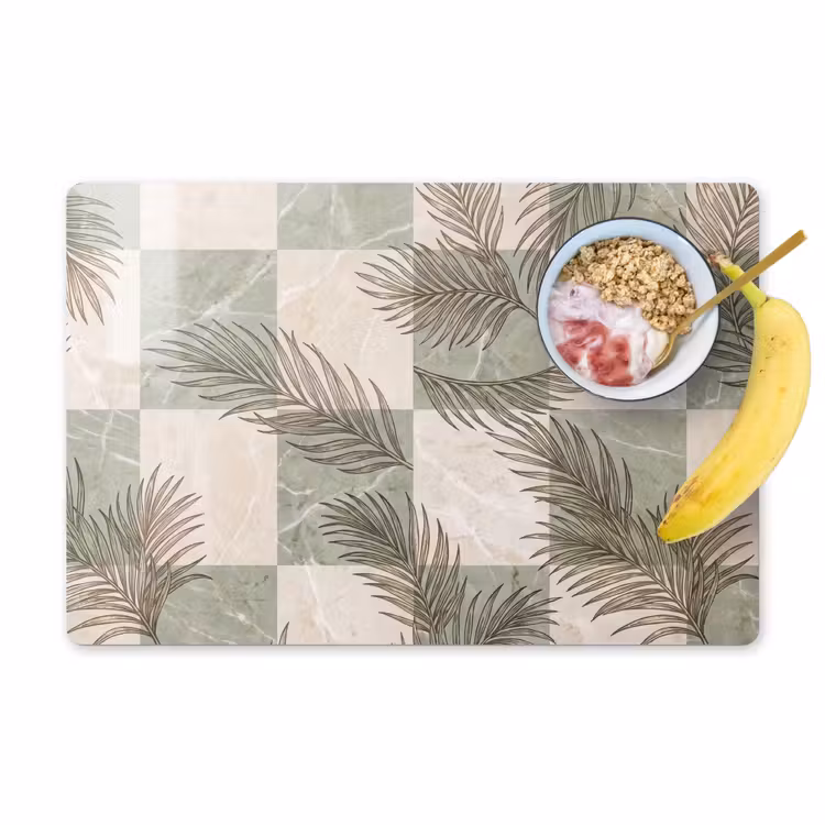 Placemat - 6 stuks - Planten - Bladeren - Marmer - Modern - Groen — 1