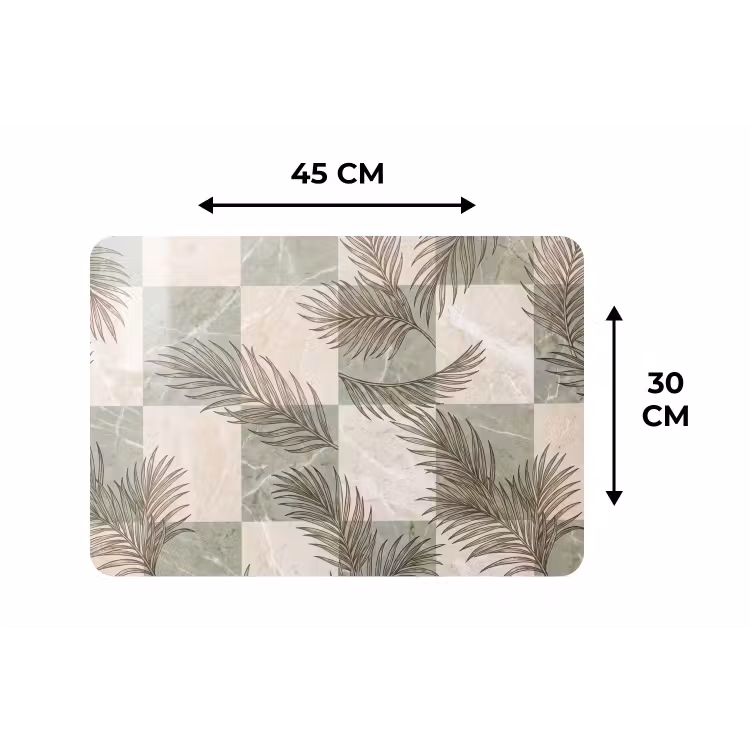 Placemat - 6 stuks - Planten - Bladeren - Marmer - Modern - Groen — 3