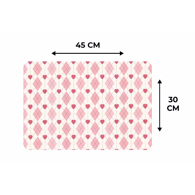 Placemat - 6 stuks - Ruiten - Klassiek - Roze - Wit — 3