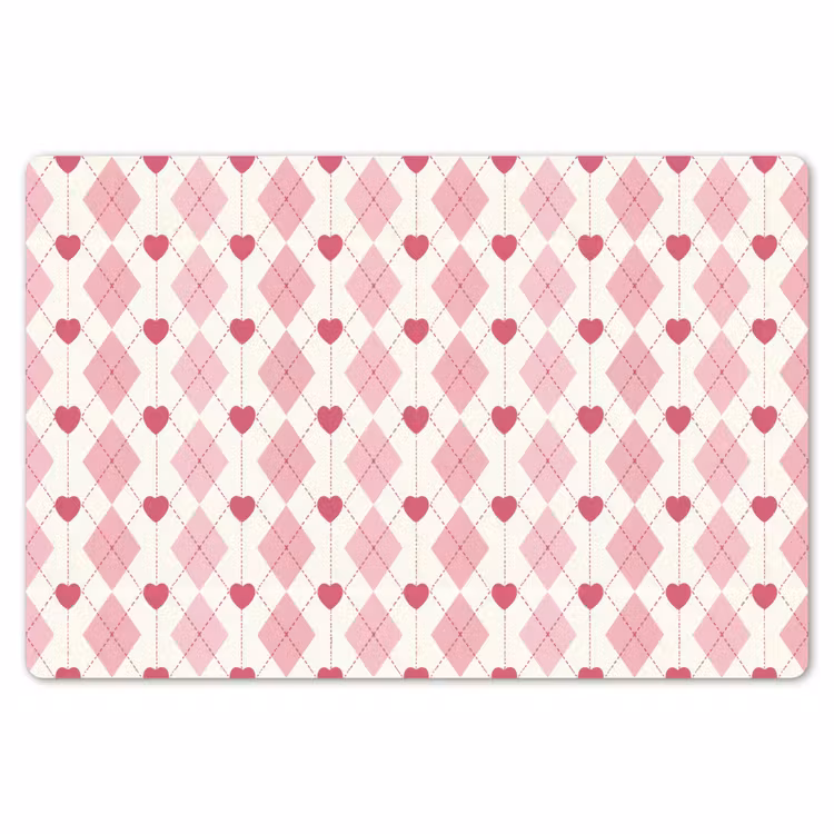 Placemat - 6 stuks - Ruiten - Klassiek - Roze - Wit — 7