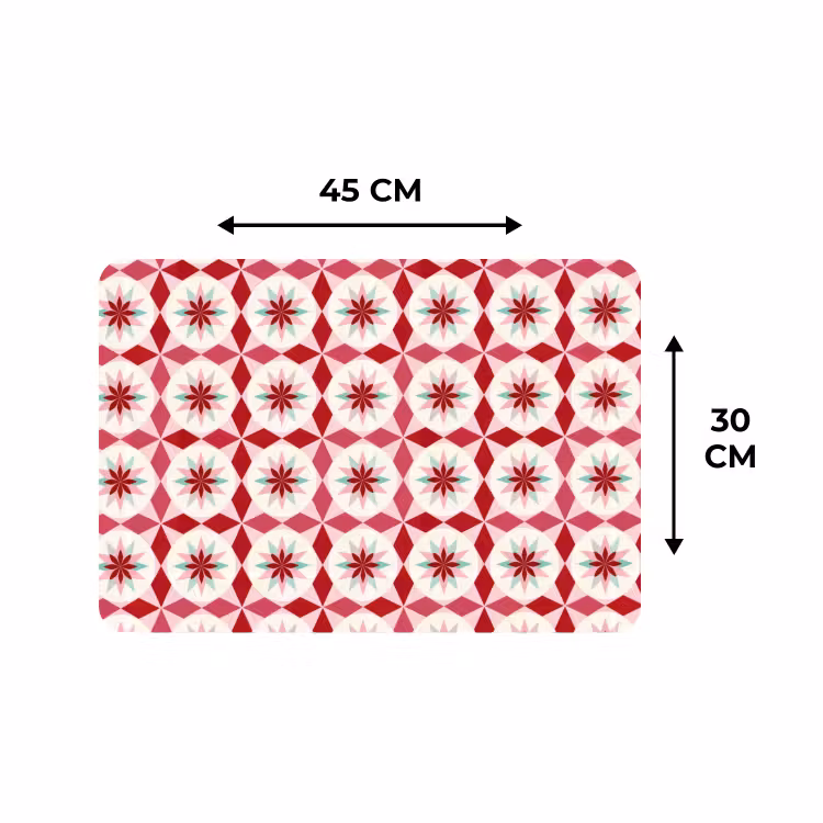 Placemat - 6 stuks - Tegelpatroon - Sterren - Retro - Roze - Mintgroen — 3