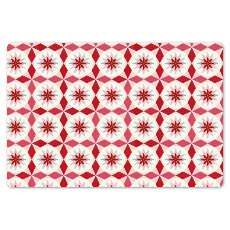 Placemat - 6 stuks - Tegelpatroon - Sterren - Retro - Roze - Mintgroen — 7