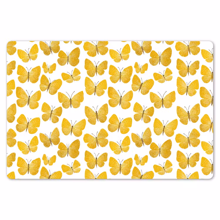 Placemat - 6 stuks - Vlinders - Botanisch - Illustratie - Geel - Wit — 7