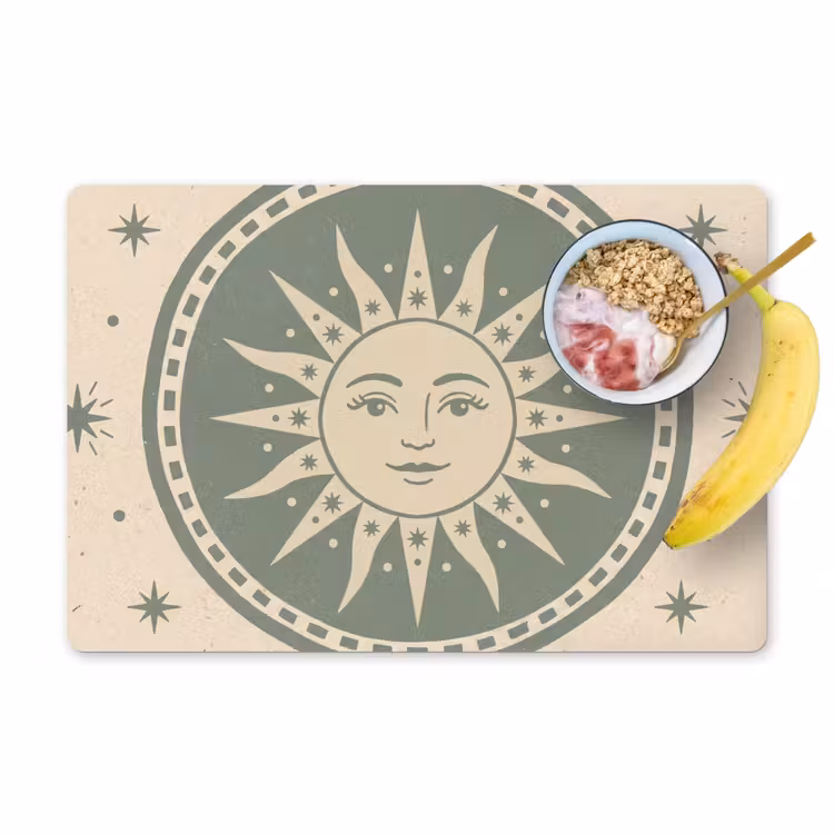 Placemat - 6 stuks - Zon - Sterren - Astrologie - Vintage - Groen — 1