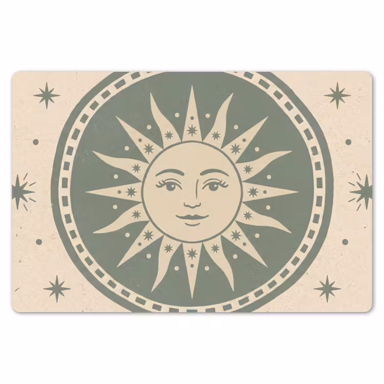 Placemat - 6 stuks - Zon - Sterren - Astrologie - Vintage - Groen — 7