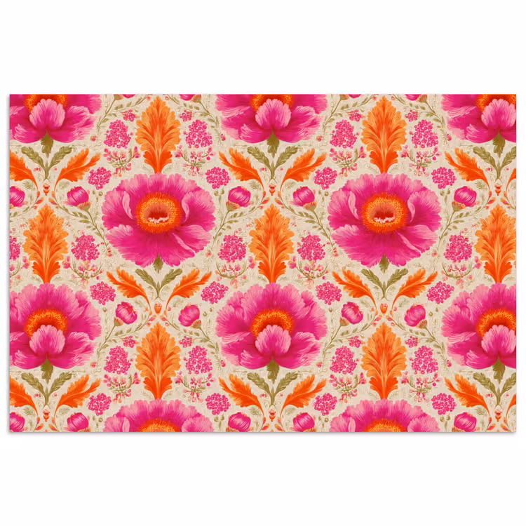 Poster - Bloemen - Barok - Roze - Oranje — 1