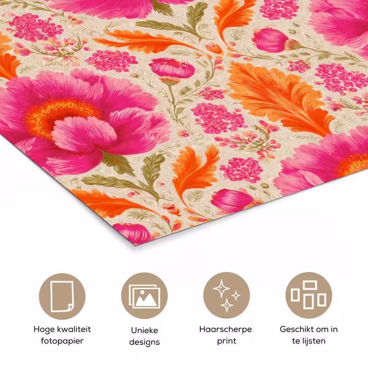 Poster - Bloemen - Barok - Roze - Oranje — 5