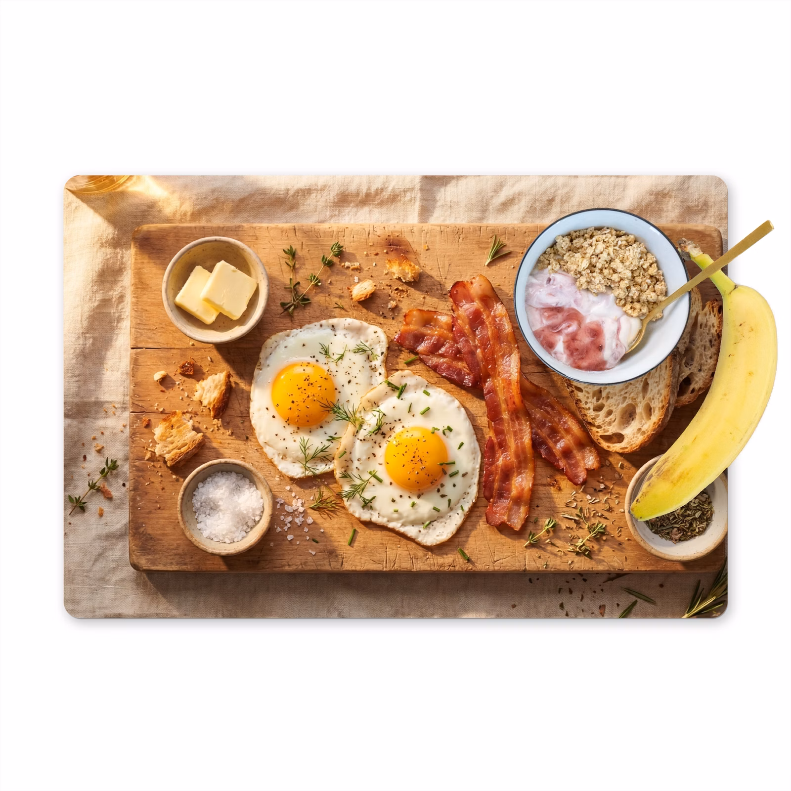 Placemat - 6 stuks - Eten - Ontbijt - Hout - Rustiek - Geel — 1