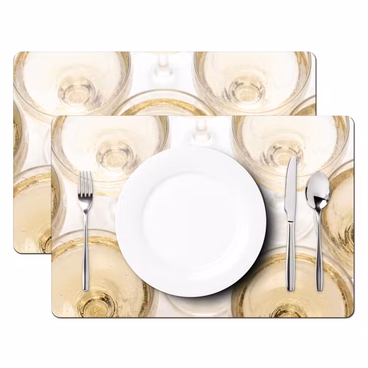Placemat - 6 stuks - Drank - Glazen - Feest - Goud — 2