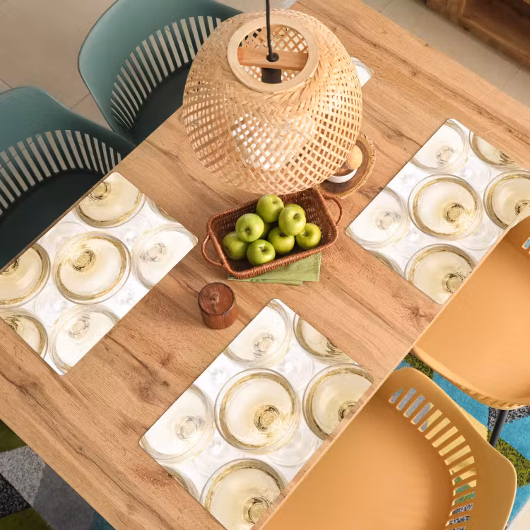 Placemat - 6 stuks - Drank - Glazen - Feest - Goud — 6