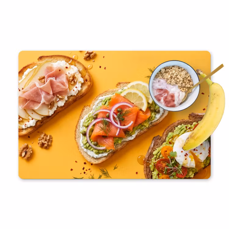Placemat - 6 stuks - Eten - Brood - Ontbijt - Modern - Kleurrijk — 1