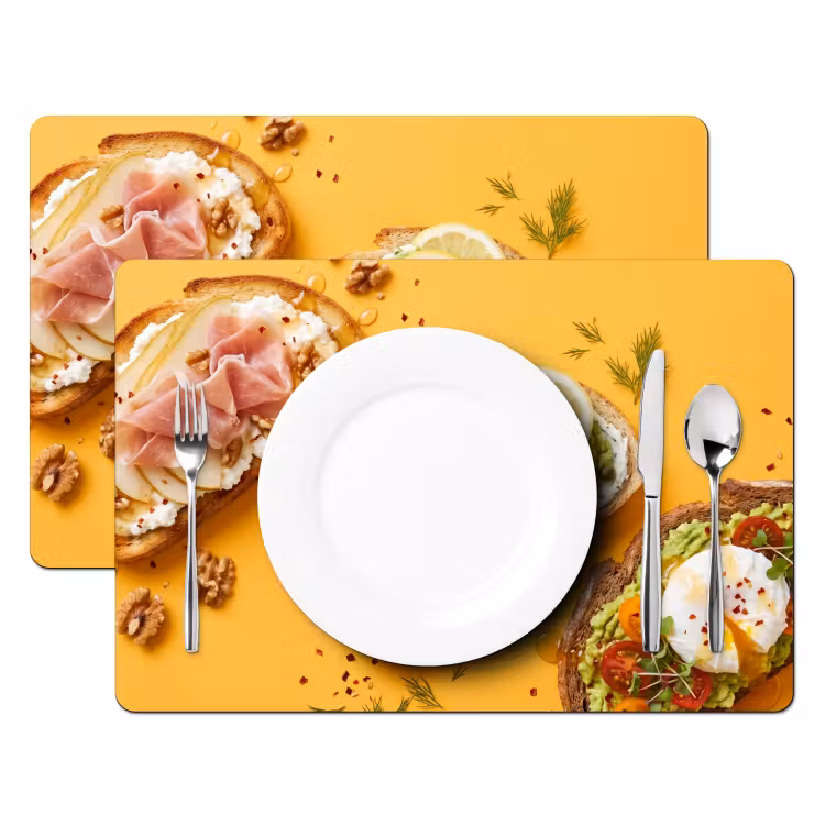 Placemat - 6 stuks - Eten - Brood - Ontbijt - Modern - Kleurrijk — 2