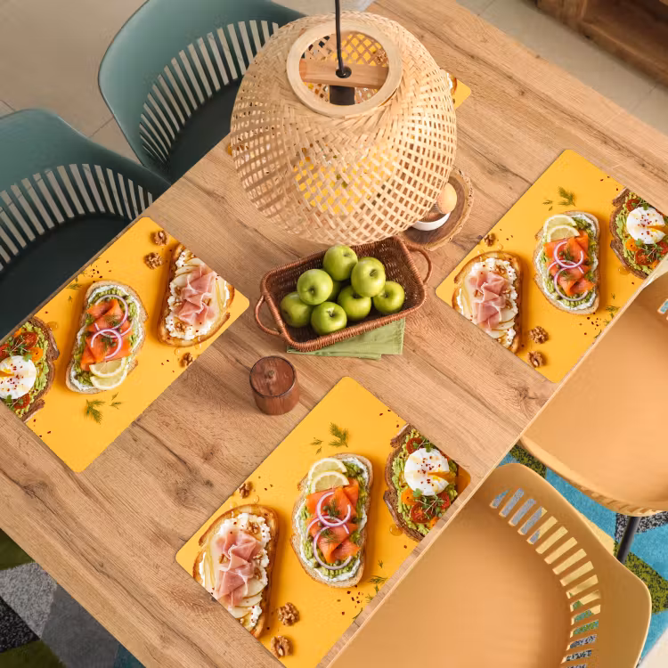 Placemat - 6 stuks - Eten - Brood - Ontbijt - Modern - Kleurrijk — 6