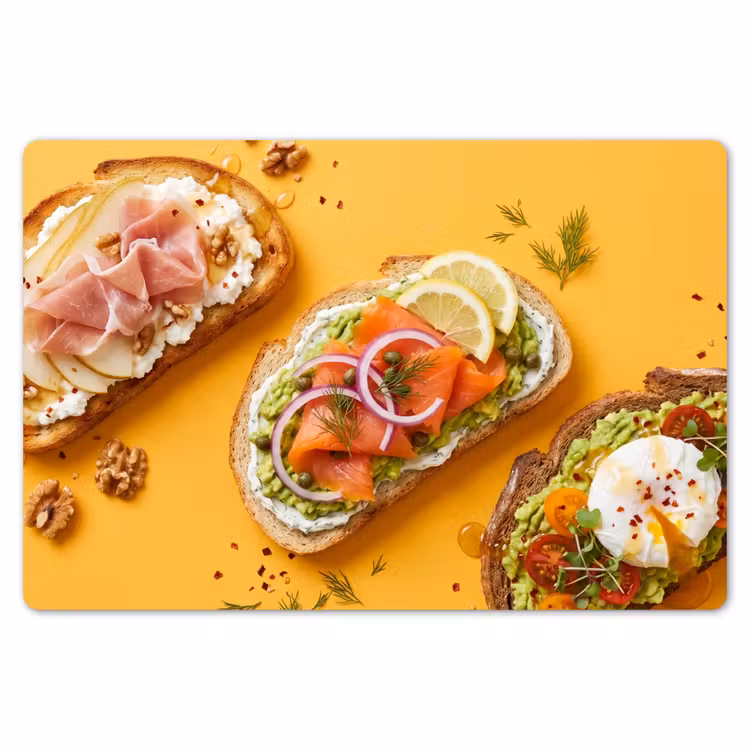 Placemat - 6 stuks - Eten - Brood - Ontbijt - Modern - Kleurrijk — 7