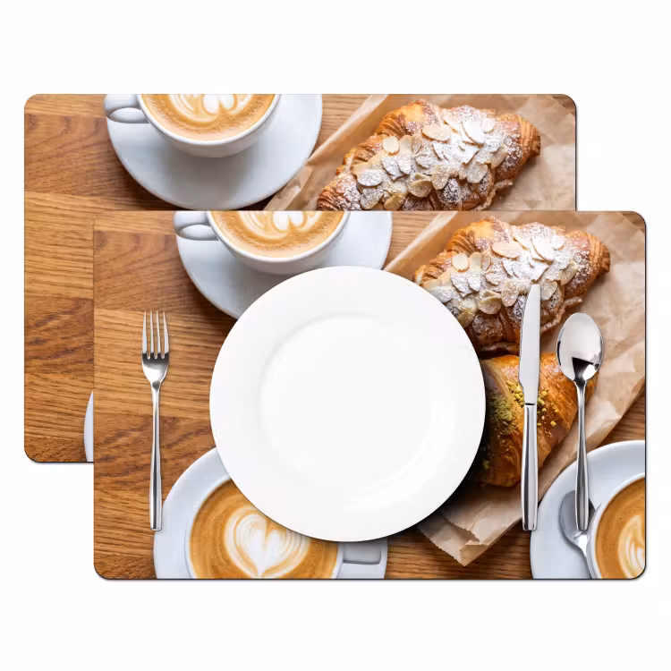 Placemat - 6 stuks - Eten - Croissant - Koffie - Ontbijt - Modern — 2