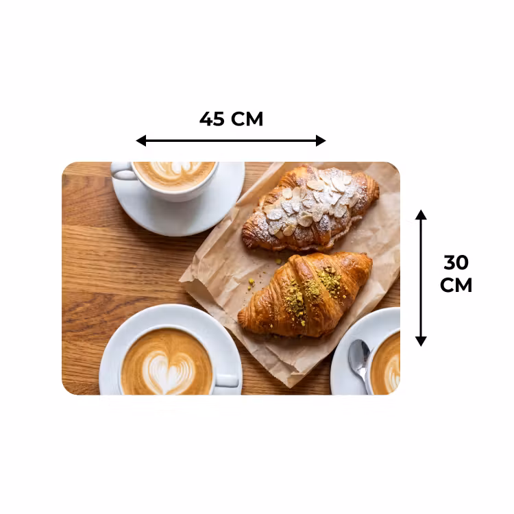 Placemat - 6 stuks - Eten - Croissant - Koffie - Ontbijt - Modern — 3