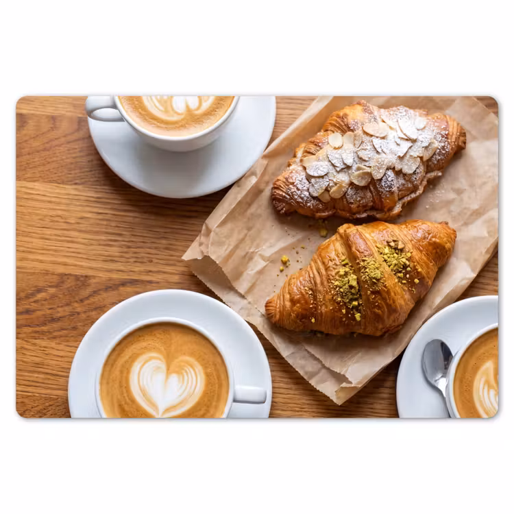 Placemat - 6 stuks - Eten - Croissant - Koffie - Ontbijt - Modern — 7