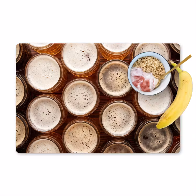 Placemat - 6 stuks - Eten - Glazen - Drank - Patroon - Bruin — 1