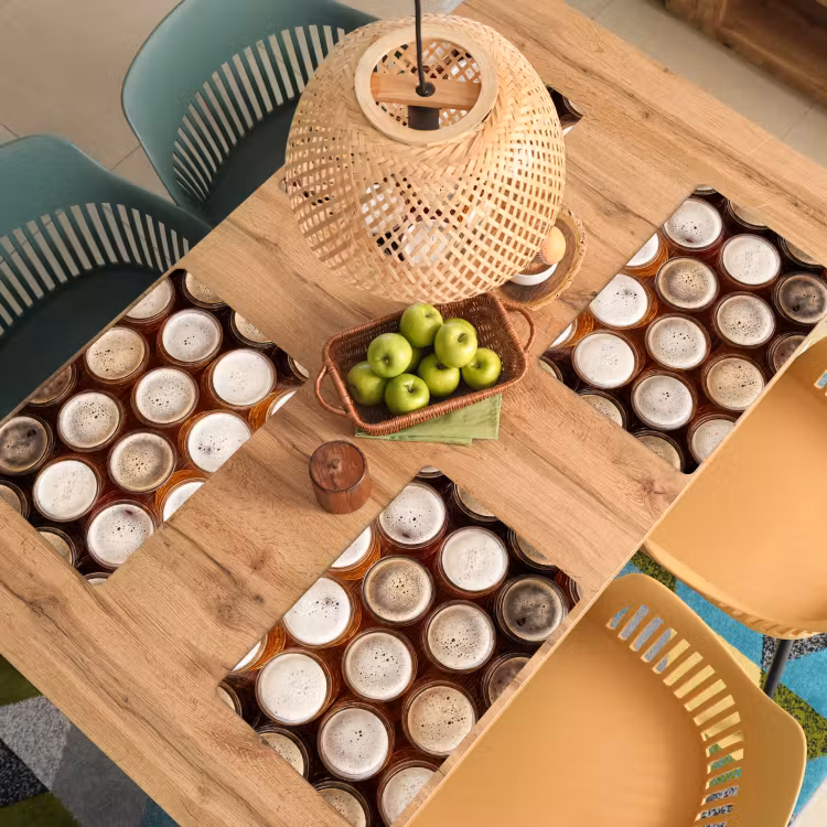 Placemat - 6 stuks - Eten - Glazen - Drank - Patroon - Bruin — 6
