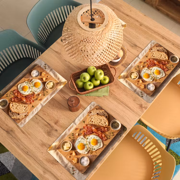 Placemat - 6 stuks - Eten - Ontbijt - Hout - Rustiek - Geel — 6