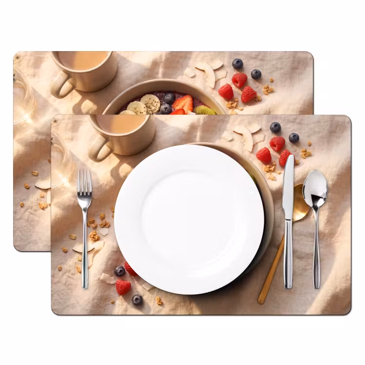 Placemat - 6 stuks - Eten - Ontbijtkom - Fruit - Gezond - Kleurrijk — 2