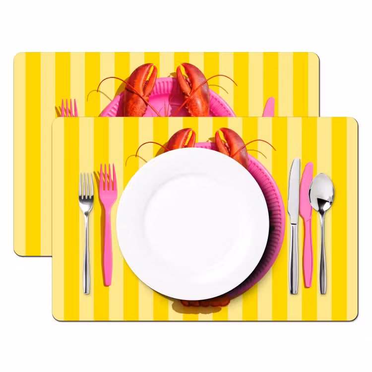 Placemat - 6 stuks - Eten - Roze - Geel - Modern - Culinaire — 2