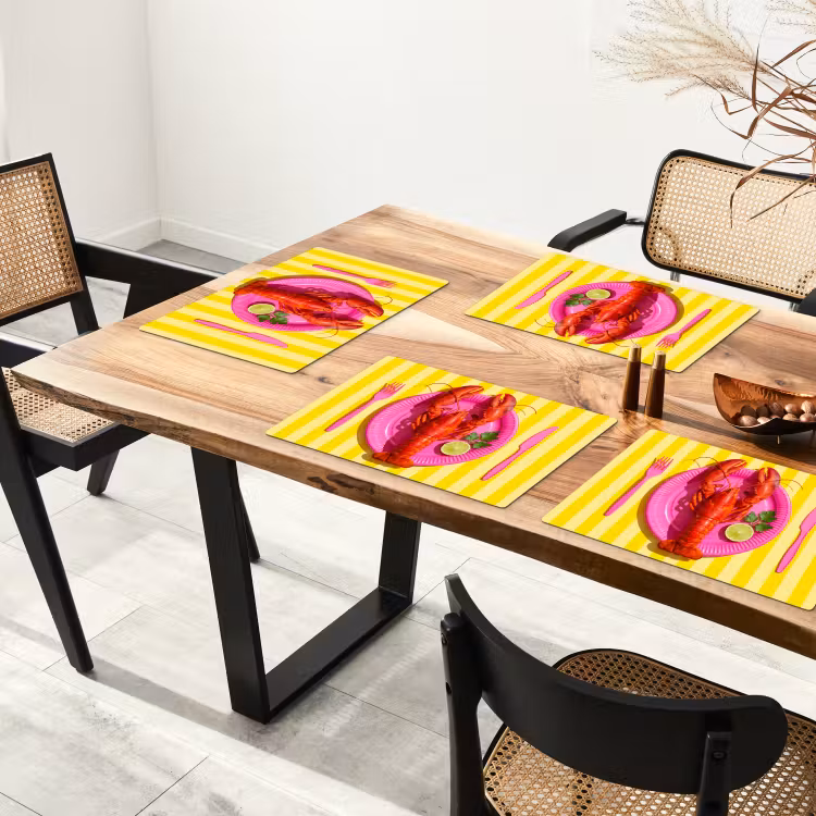 Placemat - 6 stuks - Eten - Roze - Geel - Modern - Culinaire — 5