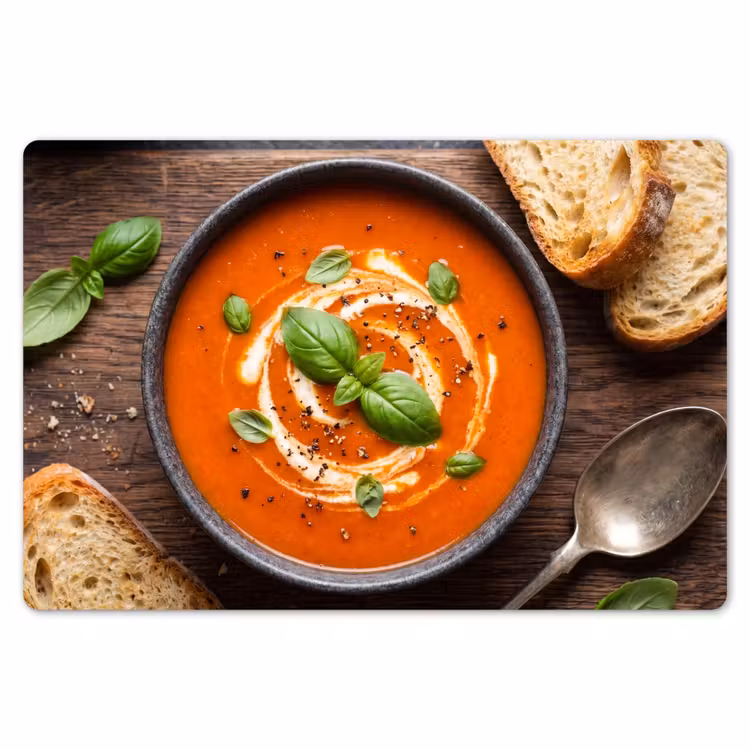 Placemat - 6 stuks - Eten - Soep - Basilicum - Rustiek - Rood — 7