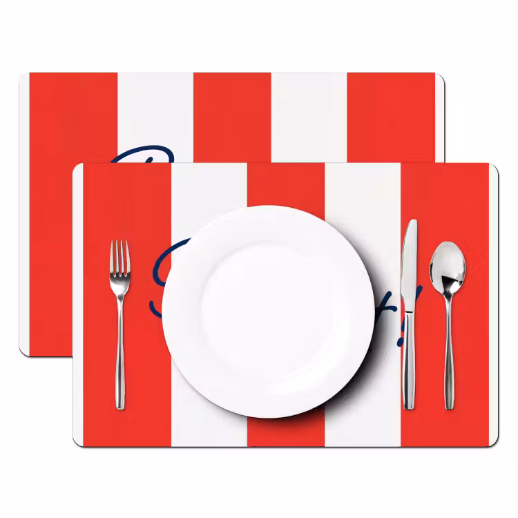 Placemat - 6 stuks - Eten - Spreuk - Keuken - Grafisch - Rood-Wit — 2