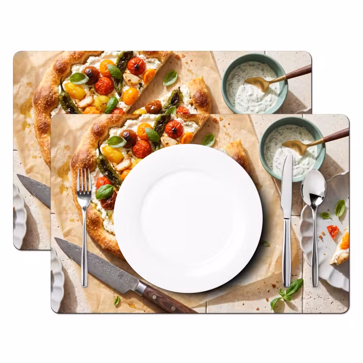 Placemat - 6 stuks - Eten - Tomaten - Basilicum - Maaltijd - Vers — 2