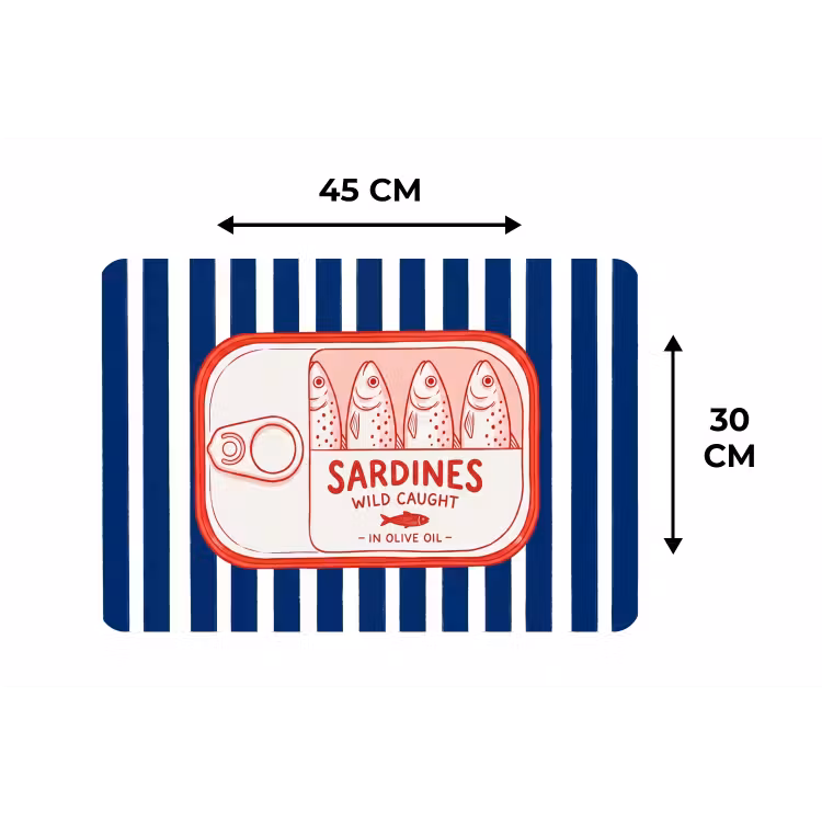 Placemat - 6 stuks - Eten - Vis - Blik - Illustratie - Rood — 3
