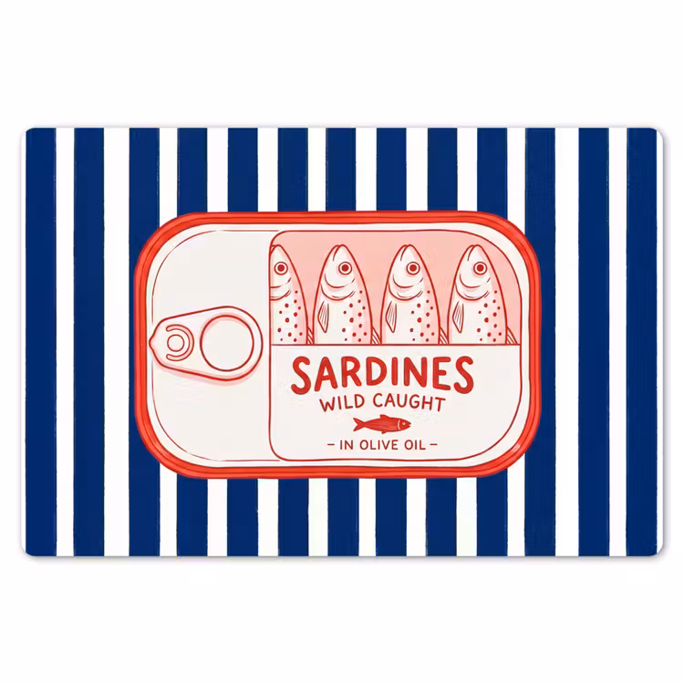 Placemat - 6 stuks - Eten - Vis - Blik - Illustratie - Rood — 7