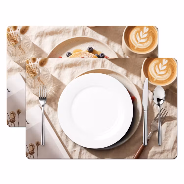Placemat - 6 stuks - Pannenkoeken - Bessen - Ontbijt - Modern - Beige — 2