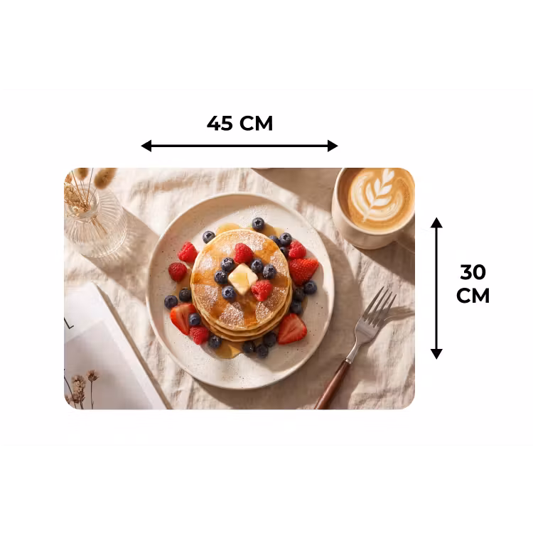Placemat - 6 stuks - Pannenkoeken - Bessen - Ontbijt - Modern - Beige — 3