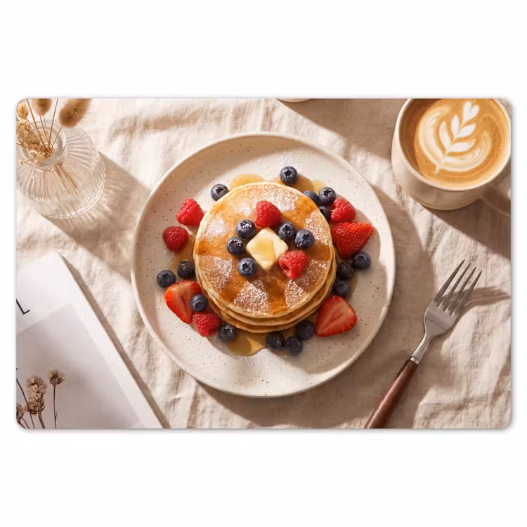 Placemat - 6 stuks - Pannenkoeken - Bessen - Ontbijt - Modern - Beige — 7