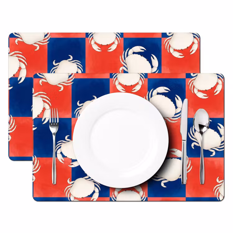 Placemat - 6 stuks - Patroon - Zeeleven - Rood - Blauw - Abstract — 2