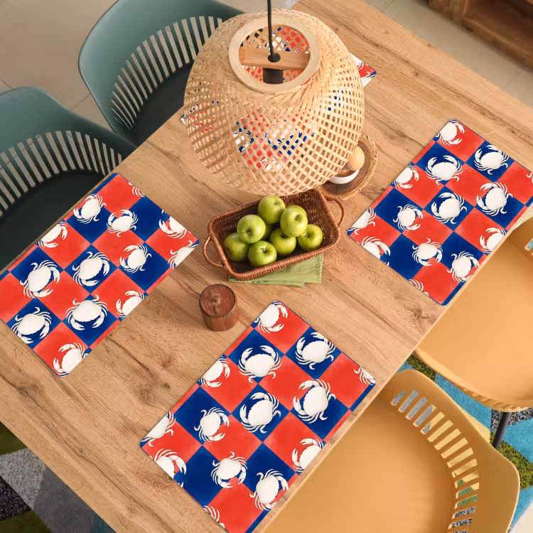 Placemat - 6 stuks - Patroon - Zeeleven - Rood - Blauw - Abstract — 6