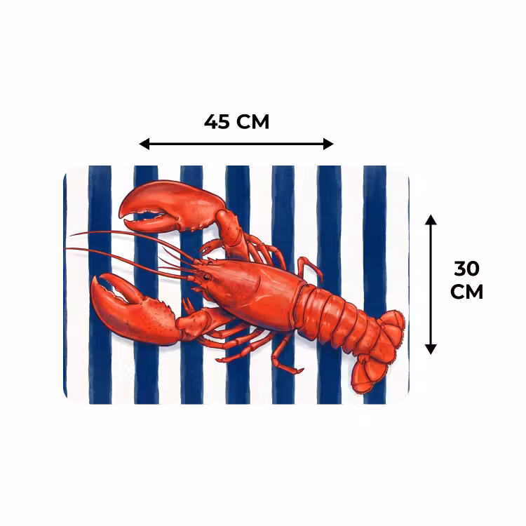 Placemat - 6 stuks - Schaaldier - Kreeft - Marine - Illustratie - Rood — 3