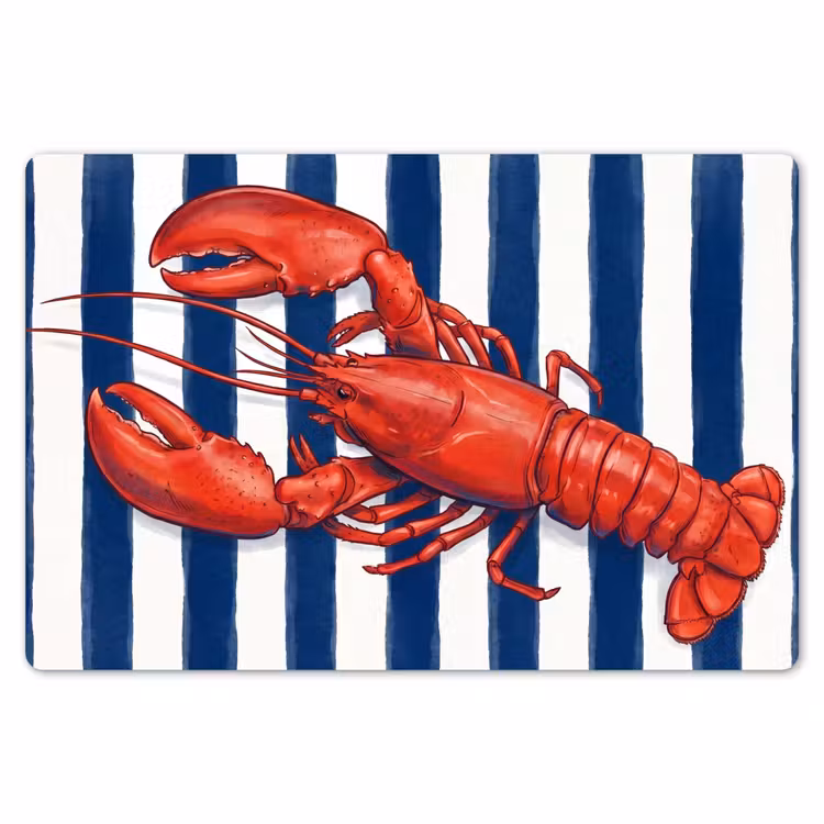 Placemat - 6 stuks - Schaaldier - Kreeft - Marine - Illustratie - Rood — 7